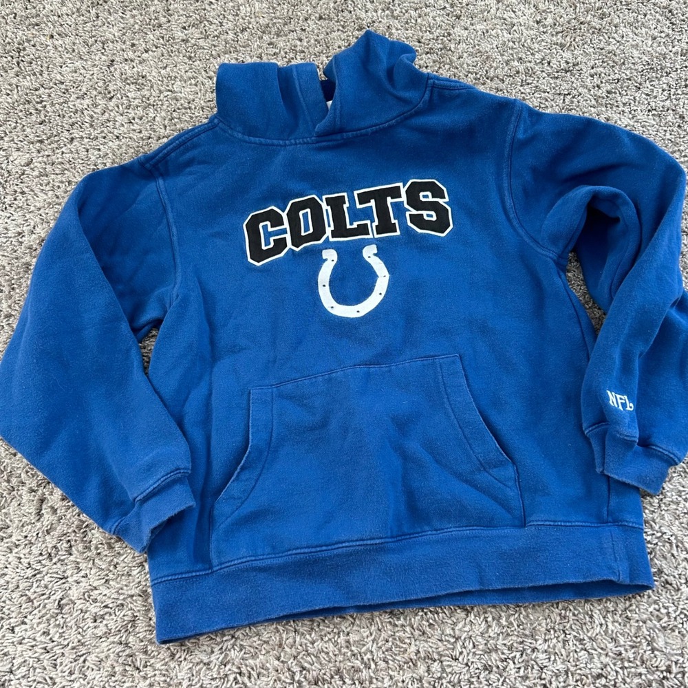 Kids Indianapolis Colts NFL Royal Blue Hoodie Sweatshirt‎ Size M 10/12 vintage